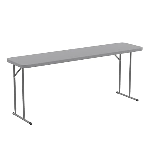 EMMA + OLIVER 6' Rectangular Plastic Folding Table, Long Plastic Foldable Table for Residential Indoor/Outdoor Events, White - color: Grey