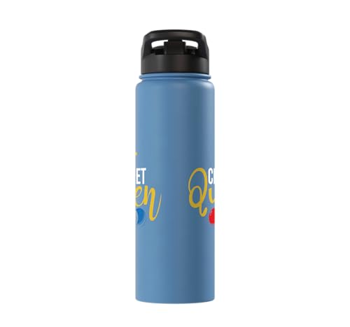 Croquet Queen - Lawn Game Mallet Wicket Hoop Ball Stainless Steel Insulated Water Bottle - color: Light Blue