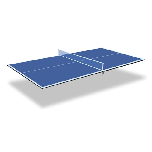 Foldable Ping Pong Table Top for Billiard Table, 6FT/7FT/8FT/9FT Table Tennis Table Topper for Pool Table, Indoor Outdoor Portable Table Tennis Conversion Top w/Net & Foam Padding - color: Blue, size: 7x4FT