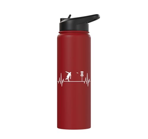Disc Golf Frisbee Midrange Heartbeat Set Gift Putter Stainless Steel Insulated Water Bottle - color: Red