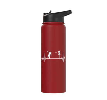Disc Golf Frisbee Midrange Heartbeat Set Gift Putter Stainless Steel Insulated Water Bottle - color: Red