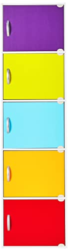 HODEDAH IMPORT Bookcase, Rainbow, 5 Door - color: Rainbow