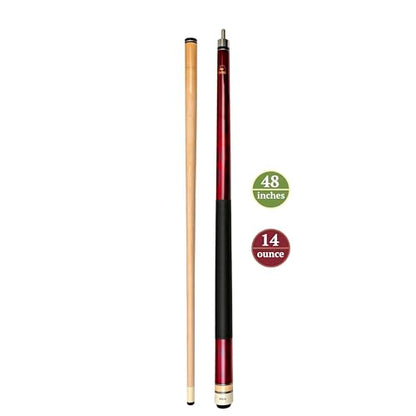 ASKA Short Kids Cue LCS, Canadian Hard Rock Maple Billiard Pool Cue Stick - color: 48-inches, Red (LCS)