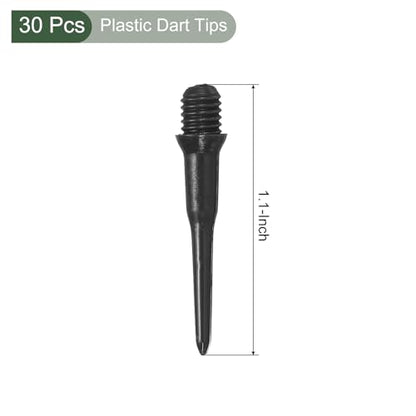 YOKIVE 30 Pcs Plastic Dart Tips, Game 2BA Thread Soft Darts Tips Replacements Dart Accessory | Indoor Outdoor Play (Black)