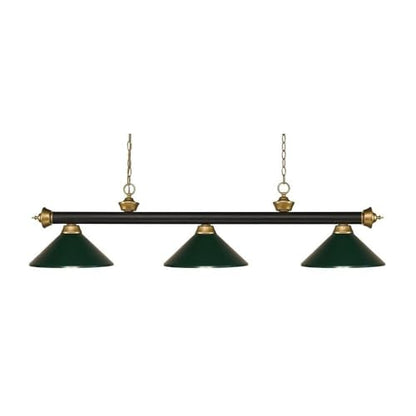 Z-Lite 200-3BRZ+SG-MDG 3 Billiard Light, Bronze & Satin Gold - color: Bronze & Satin Gold