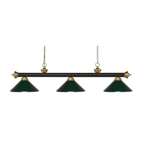 Z-Lite 200-3BRZ+SG-MDG 3 Billiard Light, Bronze & Satin Gold - color: Bronze & Satin Gold
