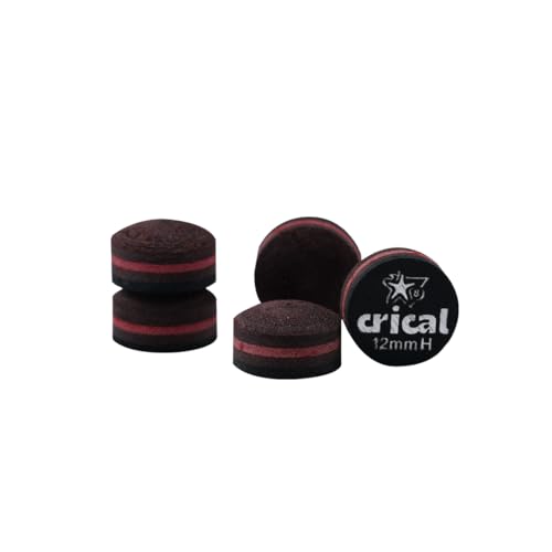 CRICAL Pool Cue Tips 5 Layer Pool Stick Tips (Hardness Soft/Medium/Hard) Billiard Cue Tips (Size 11mm 11.5mm 12mm 13mm) Billiards Accessories - 5 Pieces - color: H, size: 12mm