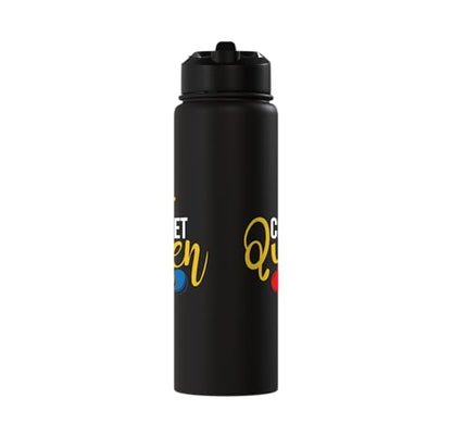 Croquet Queen - Lawn Game Mallet Wicket Hoop Ball Stainless Steel Insulated Water Bottle - color: Black
