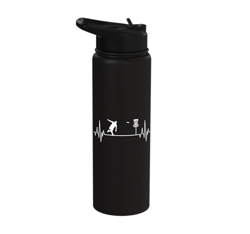Disc Golf Frisbee Midrange Heartbeat Set Gift Putter Stainless Steel Insulated Water Bottle - color: Black