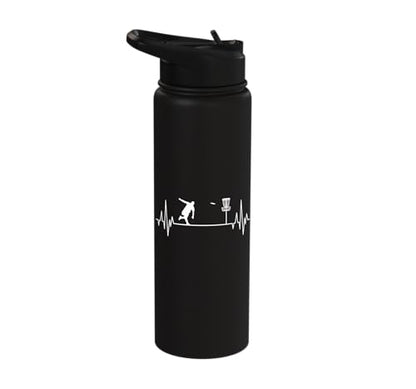 Disc Golf Frisbee Midrange Heartbeat Set Gift Putter Stainless Steel Insulated Water Bottle - color: Black