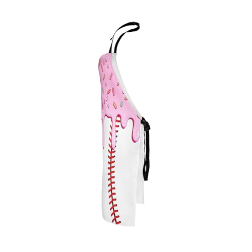 Castle Fairy Ice Cream Drip Baseball Kids Kitchen Apron - color: Trendy Pink