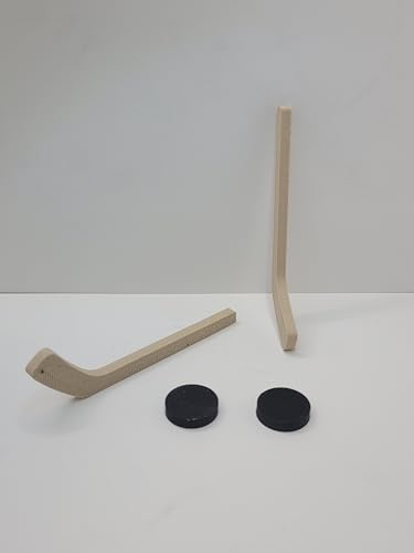 Mini Tabletop Hockey Game with Stick and Puck for Desktop Play Fun Toy for Kids and Adults (2 Wood Sticks + 2 Black Pucks) - color: 2 Wood Sticks + 2 Black Pucks