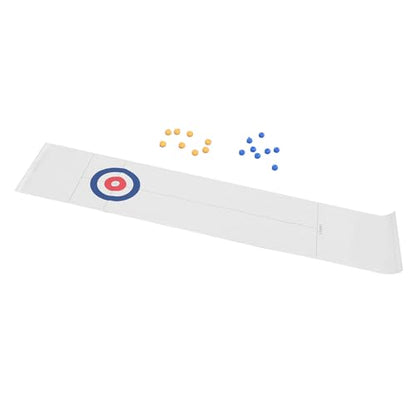 Tabletop Curling Game, Fun Foldable Pad with Mini Hockey Pucks, Indoor Sports Toy for Family Game Night, Parties and Office Entertainment