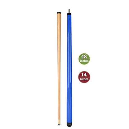 ASKA Short Kids Cue LCS, Canadian Hard Rock Maple Billiard Pool Cue Stick - color: 48-Inches, Blue (SWP48B)