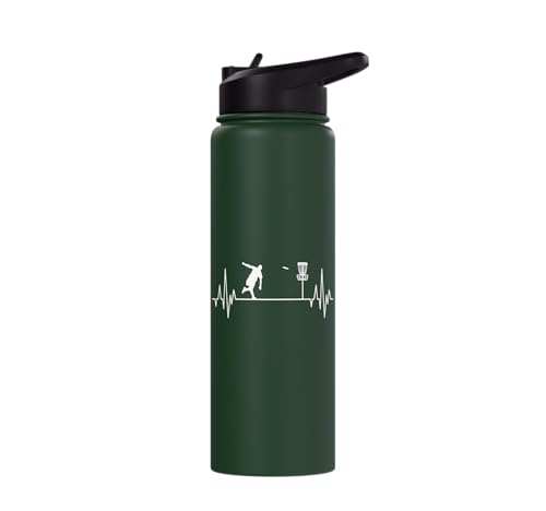 Disc Golf Frisbee Midrange Heartbeat Set Gift Putter Stainless Steel Insulated Water Bottle - color: Dark Green