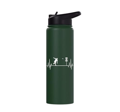 Disc Golf Frisbee Midrange Heartbeat Set Gift Putter Stainless Steel Insulated Water Bottle - color: Dark Green