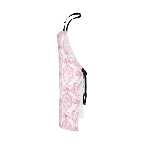 Manfei Blue Bowknot Kids Kitchen Apron - color: Pink White