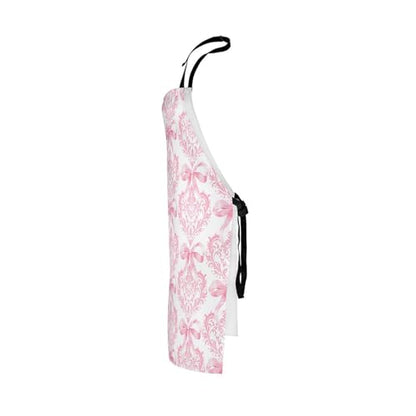 Manfei Blue Bowknot Kids Kitchen Apron - color: Pink White