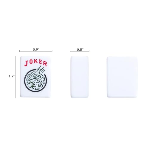American Mahjong Game Set, 166 White Tiles, 4 All-in-One Color Rack/Pushers, Complete Mahjong Tile Set Red Printed Carrying Bag - color: Red