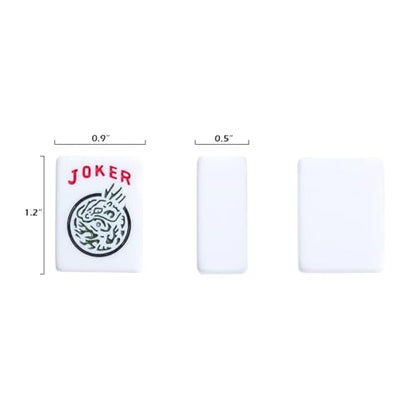 American Mahjong Game Set, 166 White Tiles, 4 All-in-One Color Rack/Pushers, Complete Mahjong Tile Set Red Printed Carrying Bag - color: Red