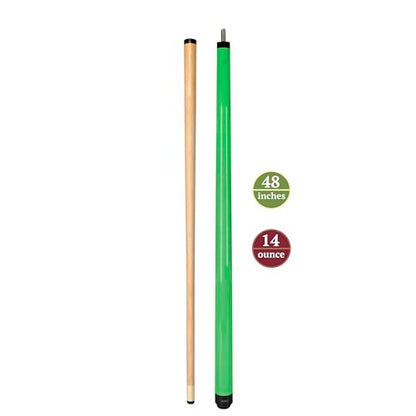 ASKA Short Kids Cue LCS, Canadian Hard Rock Maple Billiard Pool Cue Stick - color: 48-Inches, Green (SWP48G)