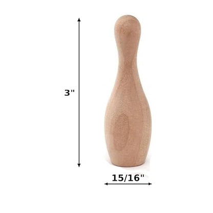 Pinehurst Crafts Unfinished Small Wooden Bowling Pins, 3 Inch Tall (15/16 Inch Wide), Pack of 10, Bowling_3IN