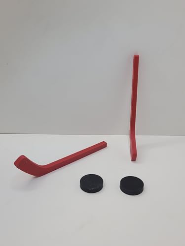 Mini Tabletop Hockey Game with Stick and Puck for Desktop Play Fun Toy for Kids and Adults (2 Red Sticks + 2 Black Pucks) - color: 2 Red Sticks + 2 Black Pucks