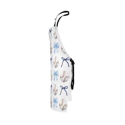 Manfei Blue Bowknot Kids Kitchen Apron - color: White Red
