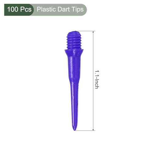 YOKIVE 100 Pcs Plastic Dart Tips, Game 2BA Thread Soft Darts Tips Replacements Dart Accessory | Indoor Outdoor Play (Blue)