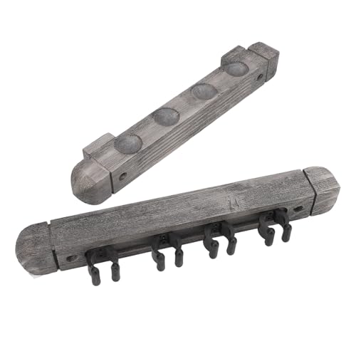 Wall Mounted Cue Rack Pool Cue Wall Rack Billiard Stick Holder Solid Wood with Brushed Silver Grey Finish Space Saving Modern Design for Billiard Sticks Storage in Home or