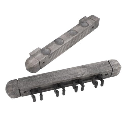 Wall Mounted Cue Rack Pool Cue Wall Rack Billiard Stick Holder Solid Wood with Brushed Silver Grey Finish Space Saving Modern Design for Billiard Sticks Storage in Home or