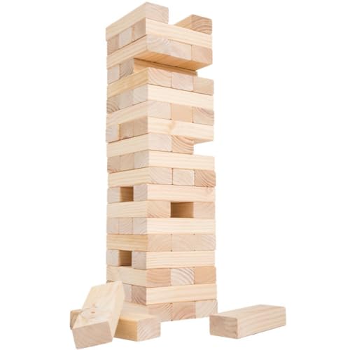HEY! PLAY! Classic Giant Wooden Tower Blocks Stacking Game with Nylon Carrying Case – Outdoor Yard Games for Adults, Family Backyard Party Game
