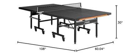 STIGA Carbon Series Indoor Table Tennis Table with 15mm - 18mm Performance Top, QuickPlay Assembly, Built-in Ball Storage, Foldable Playback Mode & Lockable Casters - style: Carbon 18