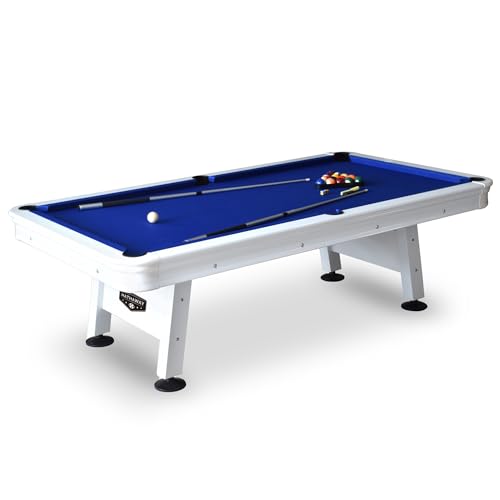 Hathaway Alpine 8-ft Outdoor Pool Table with Aluminum Frame and Waterproof Felt - Includes Accessories, White