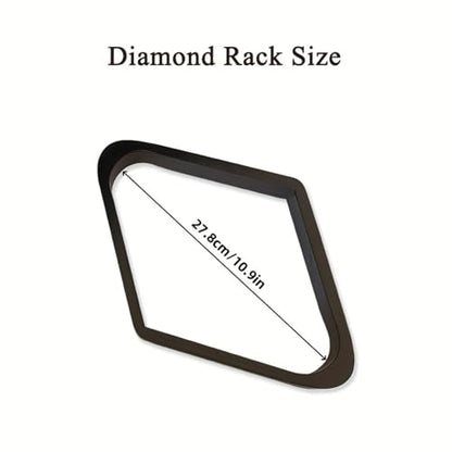 SUPERDIAMOND Pool Ball Rack Set, 4-in-1 Billiard Accessories Kit with Wooden Diamond Rack, Triangle Rack, 12 Chalk Cubes & 9'' Rail Brush, for Home Game Room and Commercial Pool Table Use