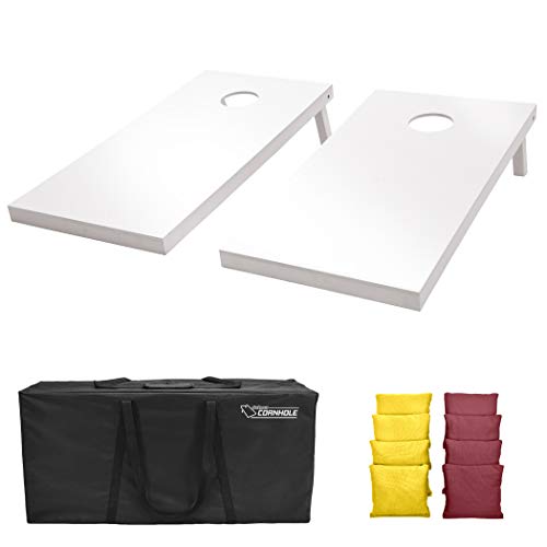 GoSports 4 ft x 2 ft Regulation Size Wooden Cornhole Boards Set - Includes Carrying Case and Over 100 Optional Bean Bag Colors - color: Burgundy & Yellow