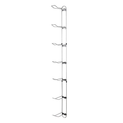 John Sterling Sports Rack for Garage, Wall Mounted Ball Storage Organizer with 7-Ball Capacity, Durable Alloy Steel, Silver Finish