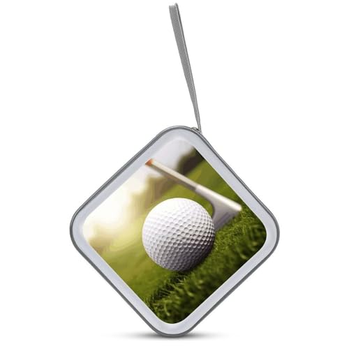 Sport Golf Ball CD Case with Zipper 40 Capacity DVD Case Holder Hard Plastic DVD Disc Storage Box Portable Disc Storage Organizer CD Wallet Bag Media Disc Wallet for Car Home