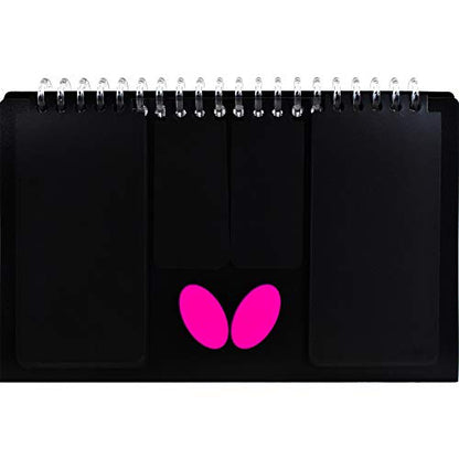 Butterfly Mini Scoreboard III – Extremely Lightweight Mini Scoreboard – Weight: 200g – Size: W22.5 x H13.8cm – Game Scoring Cards 0-5 and Scoring Cards 0-21, Black, White, and Magenta
