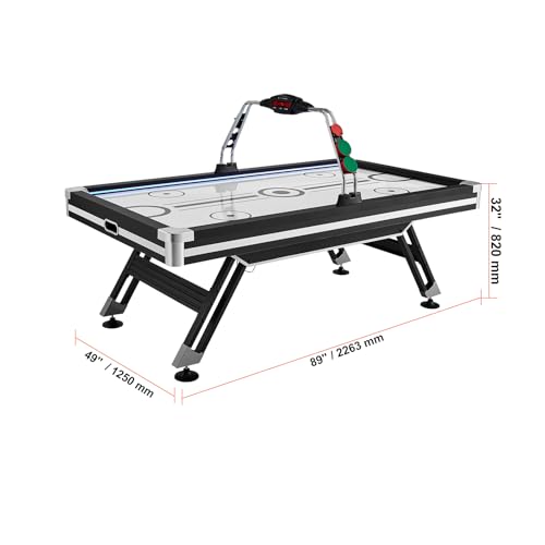 Happybuy Air-Powered Hockey Table, 89" Indoor Game for Kids and Adults with LED Score System, 2 Pucks & Pushers Included