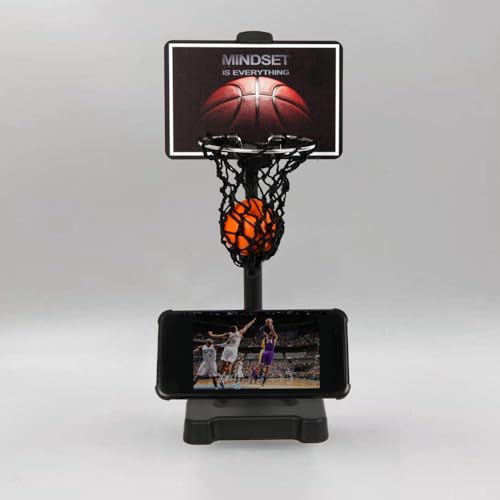 GYSH Mini Desktop Basketball Hoop for Office,Tiny Tabletop Basketball Game Toy,Desk Toys for Office for Adults,Indoors Smallest Foam Basketball,with Phone Holder(Stands) - style: Basketball Stands