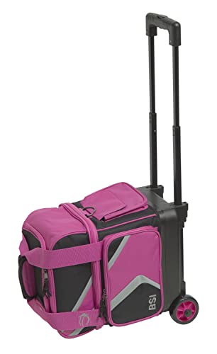 BSI Dash Roller Bowling Bag with Smooth Rolling Wheels, Padded Ball Compartment, Retractable Locking Handle, & Shoe Pocket - color: Black/Blue/Gray, style: Single