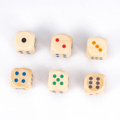 10pcs 16mm D6 Dice Set, Standard 6 Sided Dice Set Wooden Game Dices with Leather Bag for D&D, RPG,Table Board Game or Teaching Math - color: D6-color P