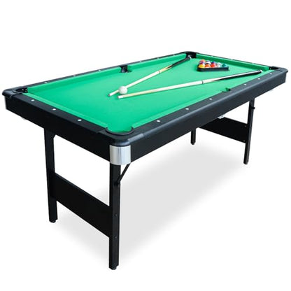 Seydrey 6-Foot Portable Foldable Pool Table with All Accessories – Compact Billiards Table for Home, Game Room, Apartment - color: Single