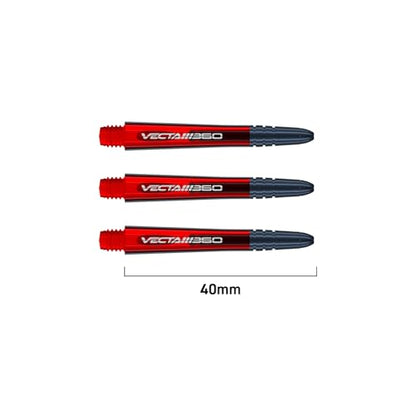 Winmau Dart Shaft - Vecta Blade360 Polycarbonate Dart Stems - 1 Set per Pack (3 Darts Shafts in Total) - Professional Darts Accessories - Red & Black Blade360 Medium Shafts