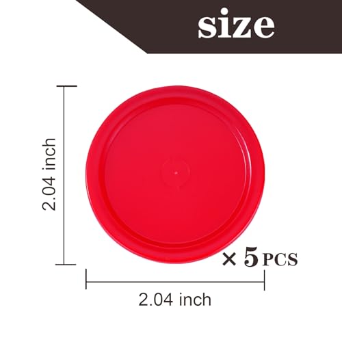 Pack of 5 Red 2-inch Mini Air Hockey Table Pucks - size: 2-inch