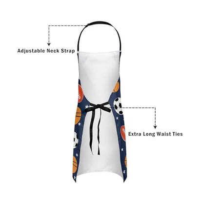 Manfei Ball Sports Kids Kitchen Apron - color: Orange Blue