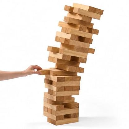 Giant Stacking Tower Game - Stacks Up to 5FT - Premium Wooden Blocks Stacking Tower Game for Family Party, BBQ & Lawn Games - Natural - color: Natural