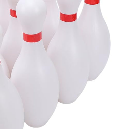 Luqeeg 10 White Pins 2 Balls Kids Bowling Set, Lightweight Plastic Game Kit with Storage Rack, Fun Indoor Outdoor Play Activity, Ideal for Toddlers Aged 3 Plus Classroom (for Kids Aged 3 and Above)