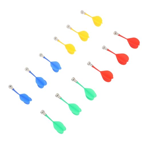 Generic 12Pcs Magnetic Set Plastic Wing Tips, Powerful Magnetism for Dartboard Games, Red Green Blue Yellow, Ideal for Adults Family Indoor Outdoor Fun